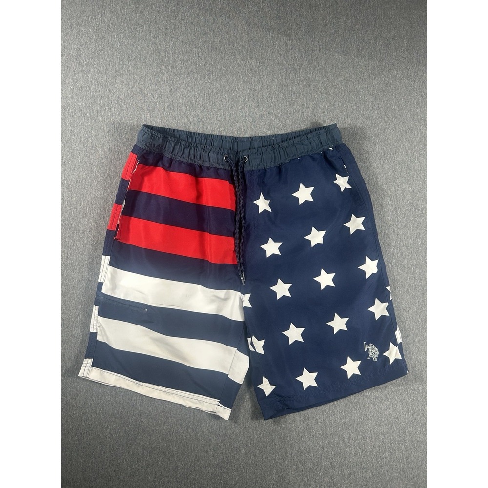 U.S. Polo Assn. Men's Medium American Flag Patriotic Swim Trunks